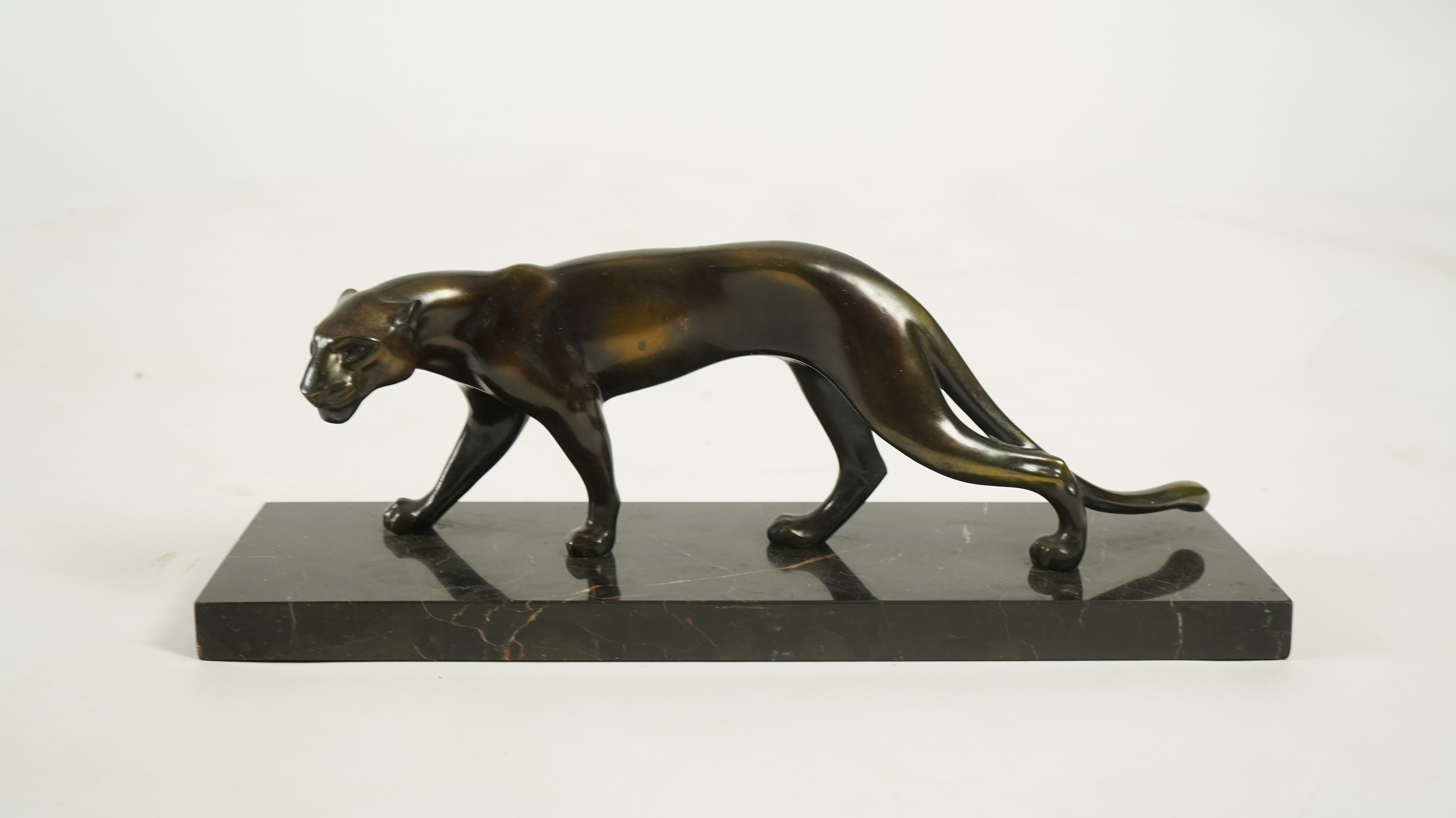 Attributed to Marti Font (French, 20th century), an Art Deco bronze of a stylised panther